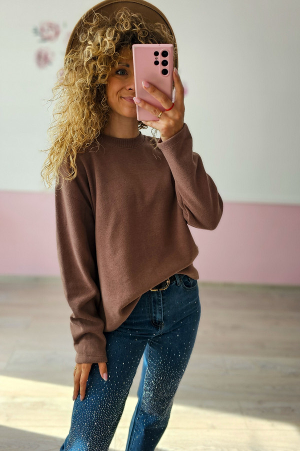 Brązowa bluza damska basic – wygoda i styl na co dzień L/XL 2