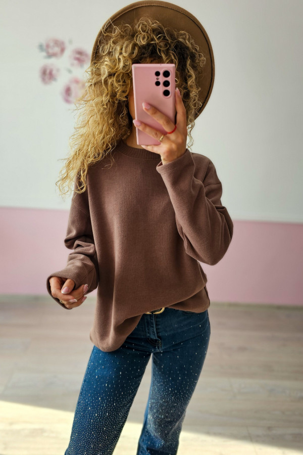 Brązowa bluza damska basic – wygoda i styl na co dzień L/XL 3