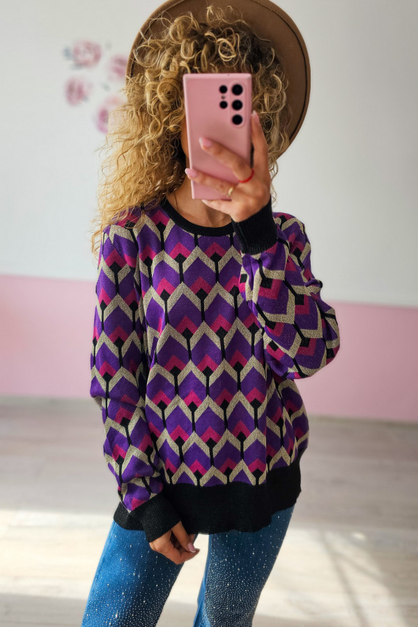 Sweter damski we wzory – kolorowa energia na co dzień 4/5XL 1