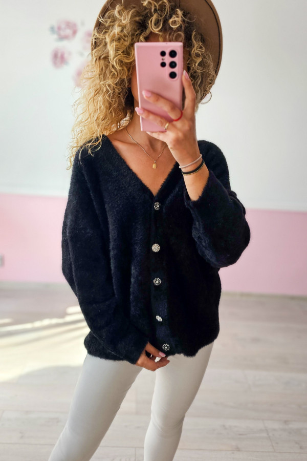 Czarny kardigan damski oversize – uniwersalny must-have 4/5XL 2
