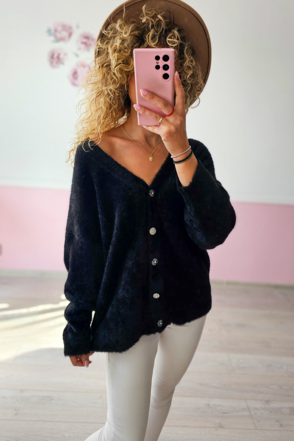 Czarny kardigan damski oversize – uniwersalny must-have 4/5XL 1