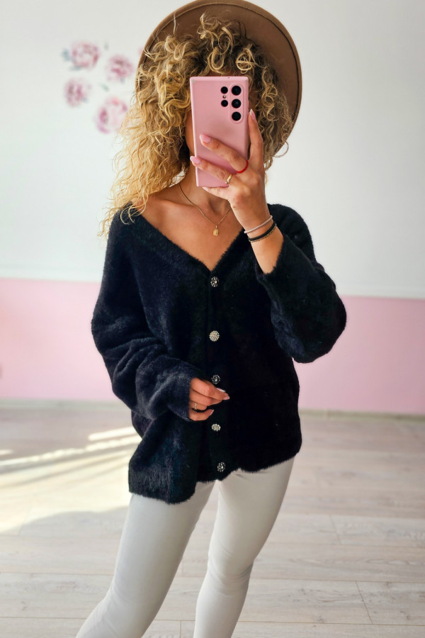 Czarny kardigan damski oversize – uniwersalny must-have 4/5XL
