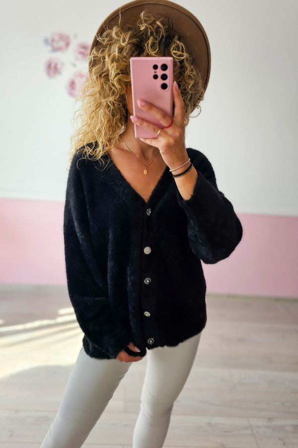 Czarny kardigan damski oversize – uniwersalny must-have 4/5XL 3