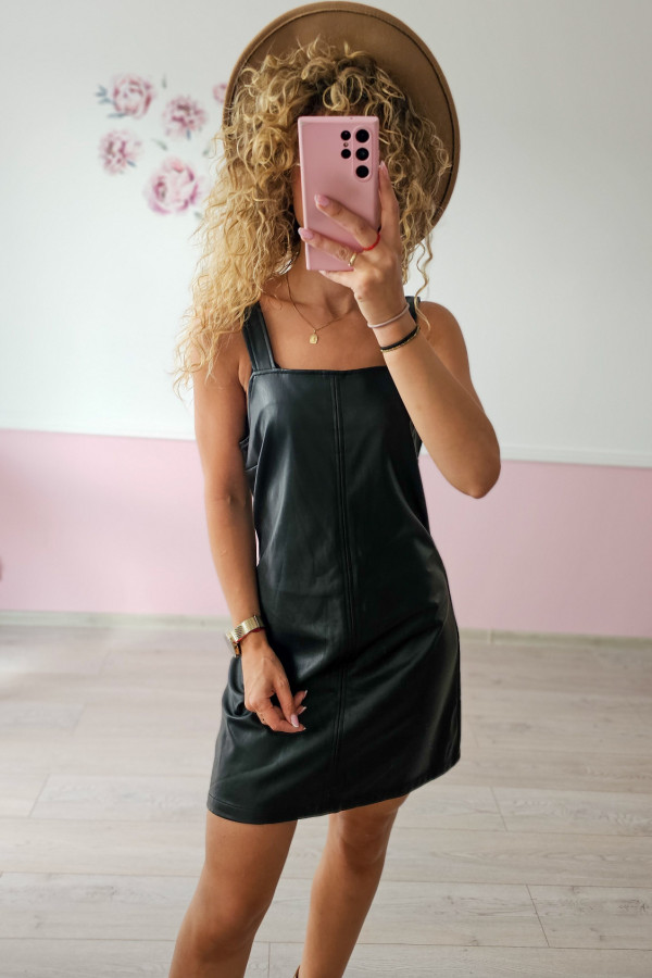 Czarna sukienka skórzana mini 2