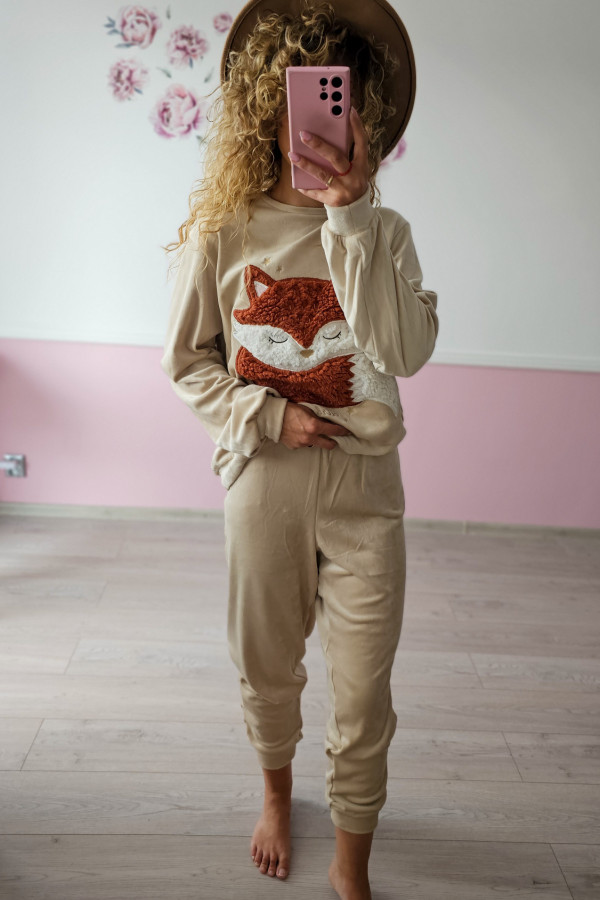 Beżowy komplet dresowy z liskiem Nightwear XXL/3XL 2