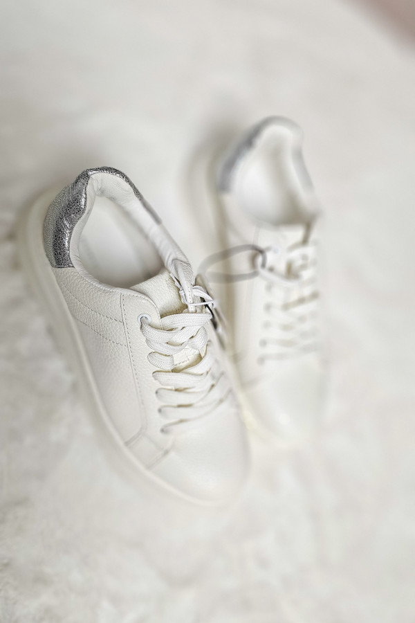 Białe sneakersy damskie na grubej podeszwie 4