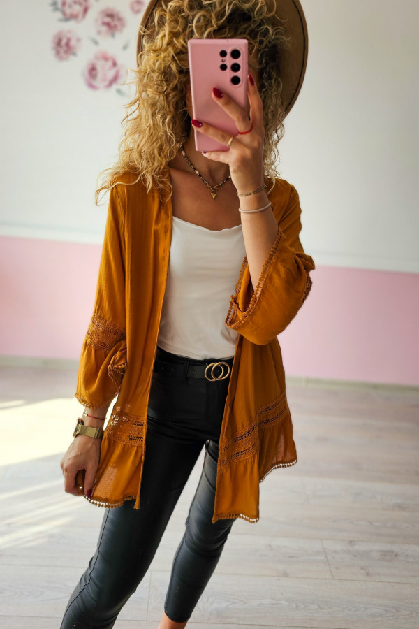 Kimono damskie boho – musztardowe 3