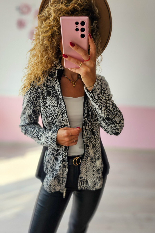 Bluza damska wężowa – czarno-biały wzór snake print