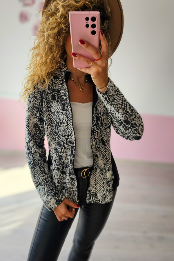 Bluza damska wężowa – czarno-biały wzór snake print 1