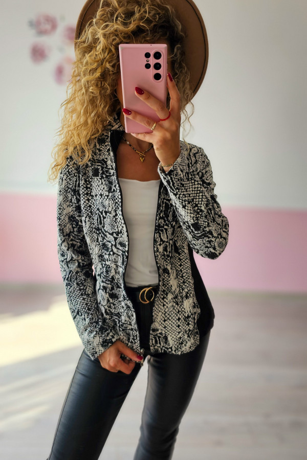 Bluza damska wężowa – czarno-biały wzór snake print 2