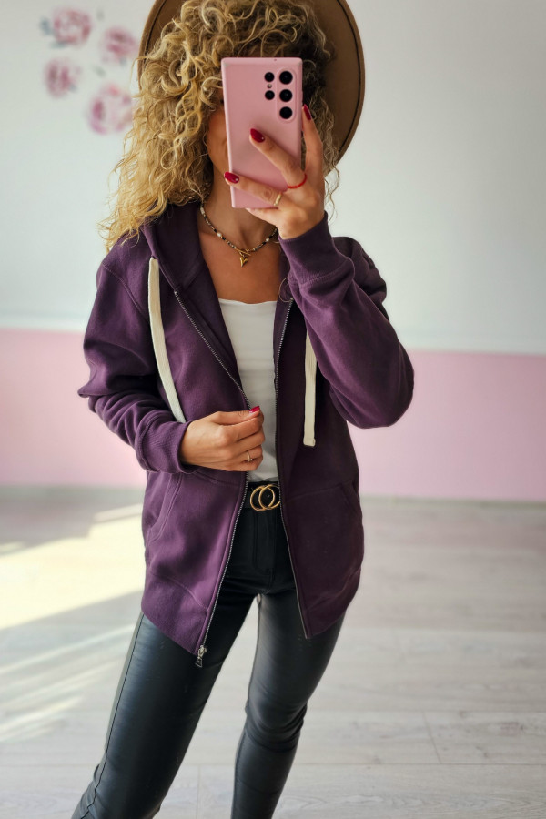 Bluza damska fioletowa z kapturem – casualowy styl