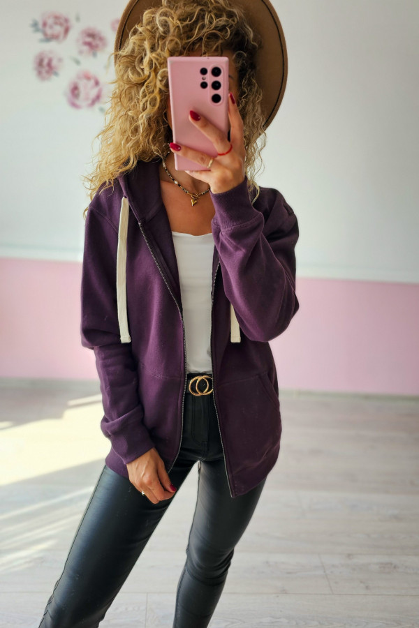 Bluza damska fioletowa z kapturem – casualowy styl 2