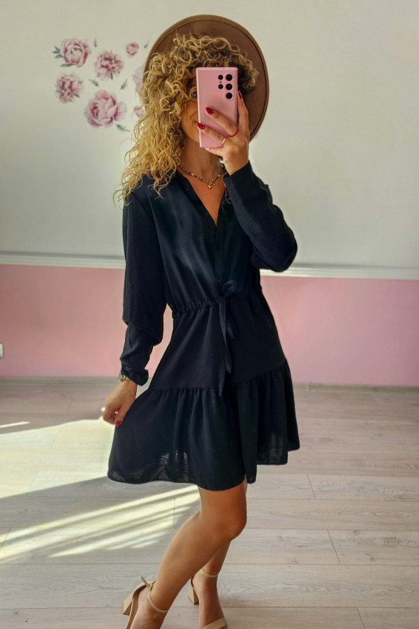 Czarna koszulowa sukienka mini
