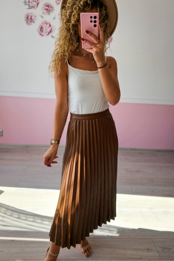 Spódnica plisowana midi w odcieniu cappuccino 1
