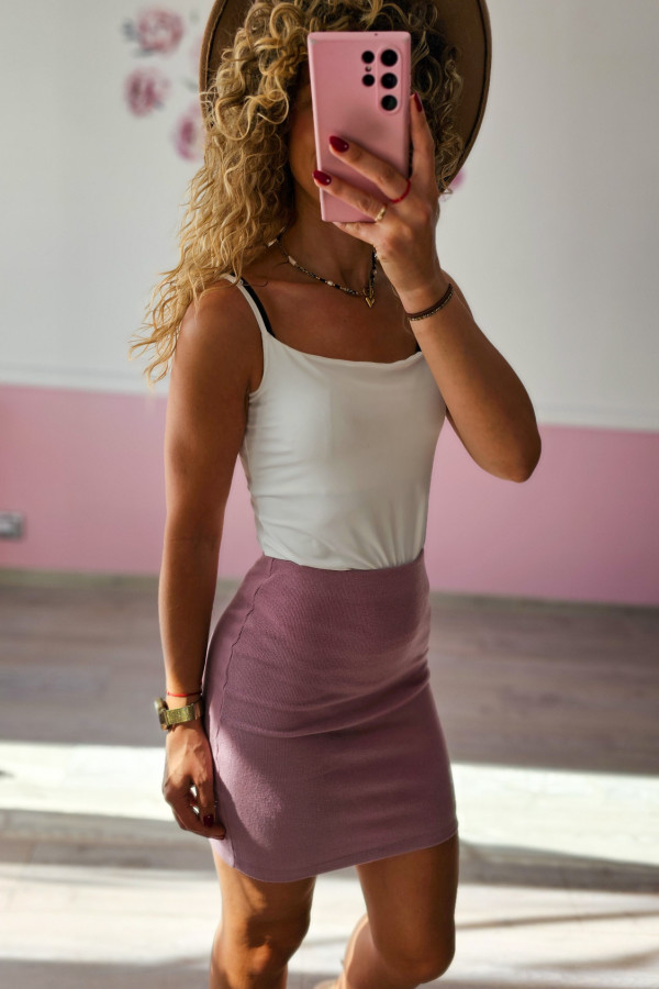 Spódnica mini w kolorze pudrowego różu 2