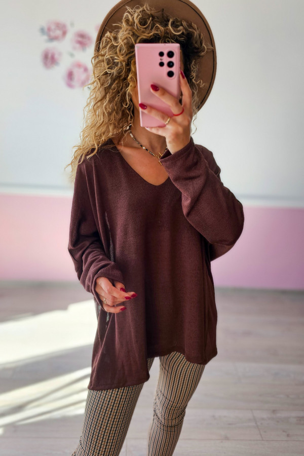 Sweter oversize w kolorze burgundu 4XL/5XL 1
