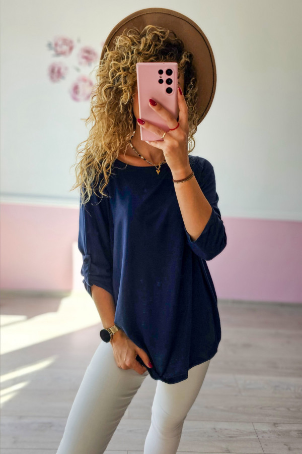 Bluzka casual – granatowa z rękawem 3/4 1