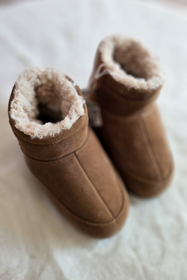 Damskie buty śniegowce zimowe z futerkiem – brązowe 1