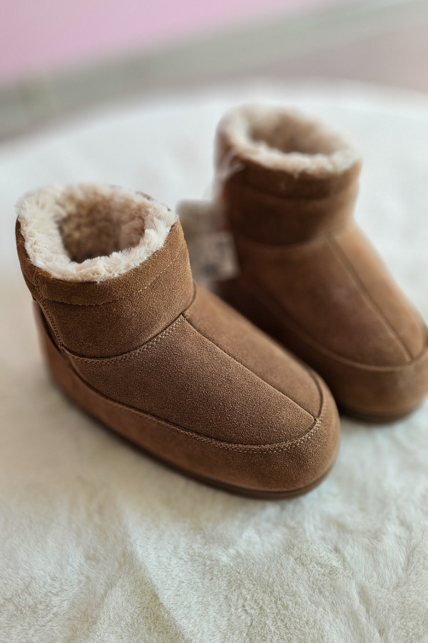 Damskie buty śniegowce zimowe z futerkiem – brązowe 2