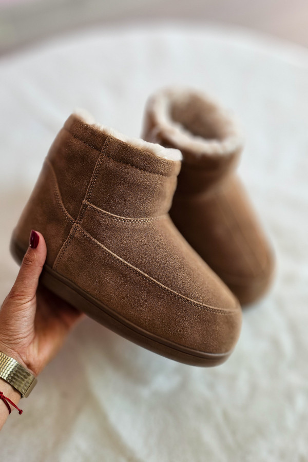 Damskie buty śniegowce zimowe z futerkiem – brązowe 4