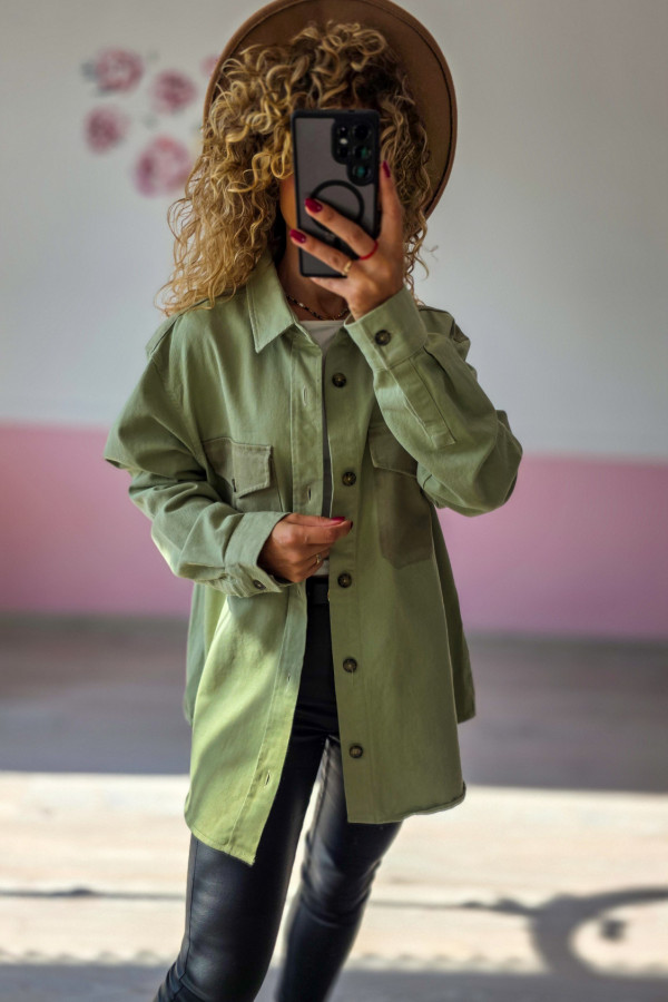 Zielona koszula sztruksowa oversize Zara 1