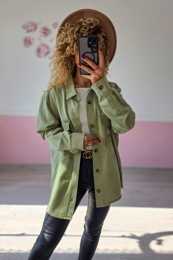 Zielona koszula sztruksowa oversize Zara 3