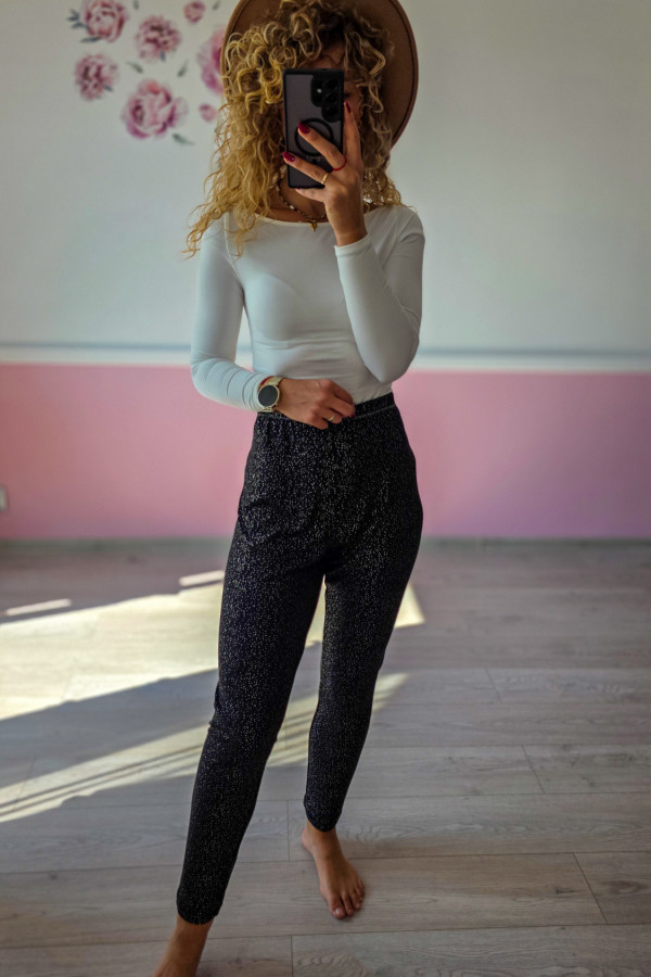 Czarne legginsy z brokatowym akcentem XXL/3XL 2