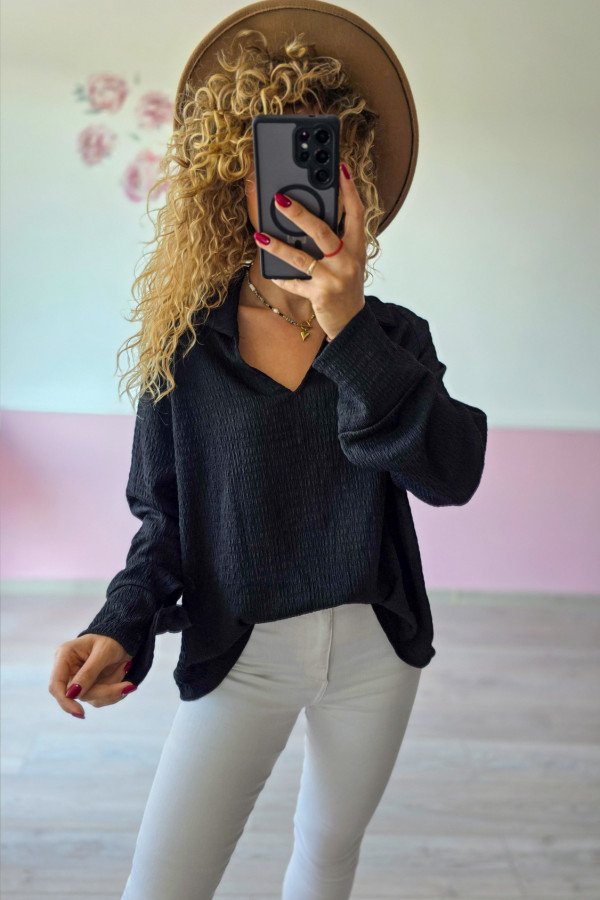 Czarna bluzka z fakturą XXL/3XL
