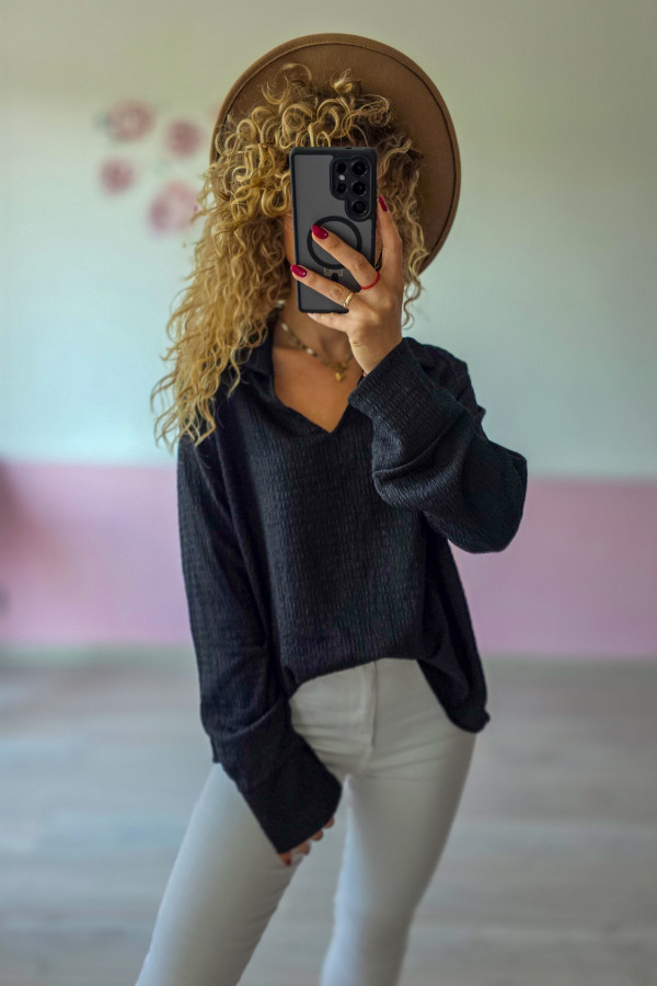 Czarna bluzka z fakturą XXL/3XL 1
