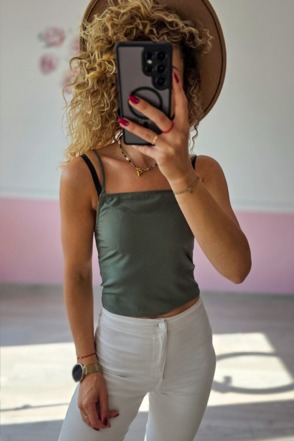 Khaki top na ramiączkach