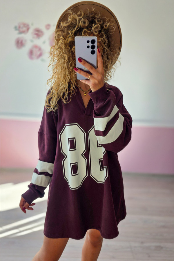 Oversize bluza jersey „88” burgund 6/7XL 1