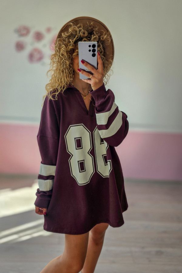 Oversize bluza jersey „88” burgund 6/7XL 2