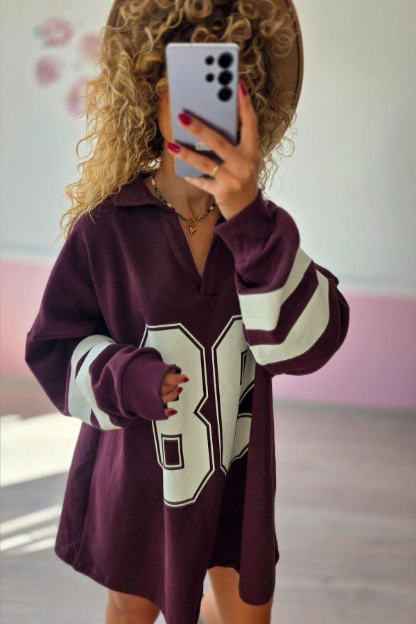 Oversize bluza jersey „88” burgund 6/7XL 3