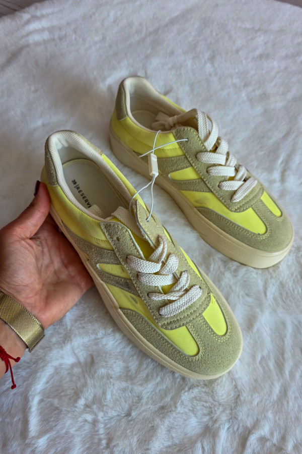 Żółte sneakersy z zamszowymi wstawkami 4
