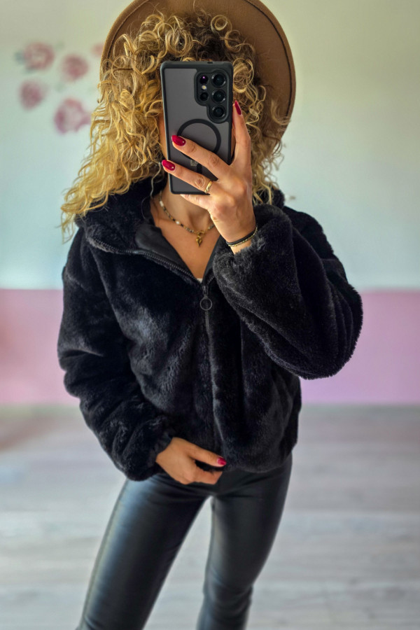 Czarna futrzana kurtka Primark M/L 5