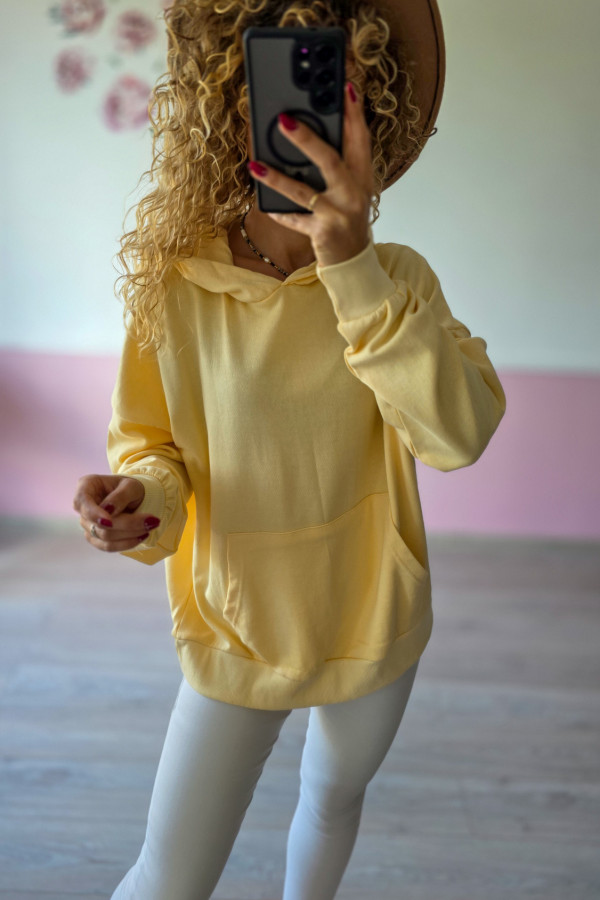 Bluza z kapturem – pastelowożółta