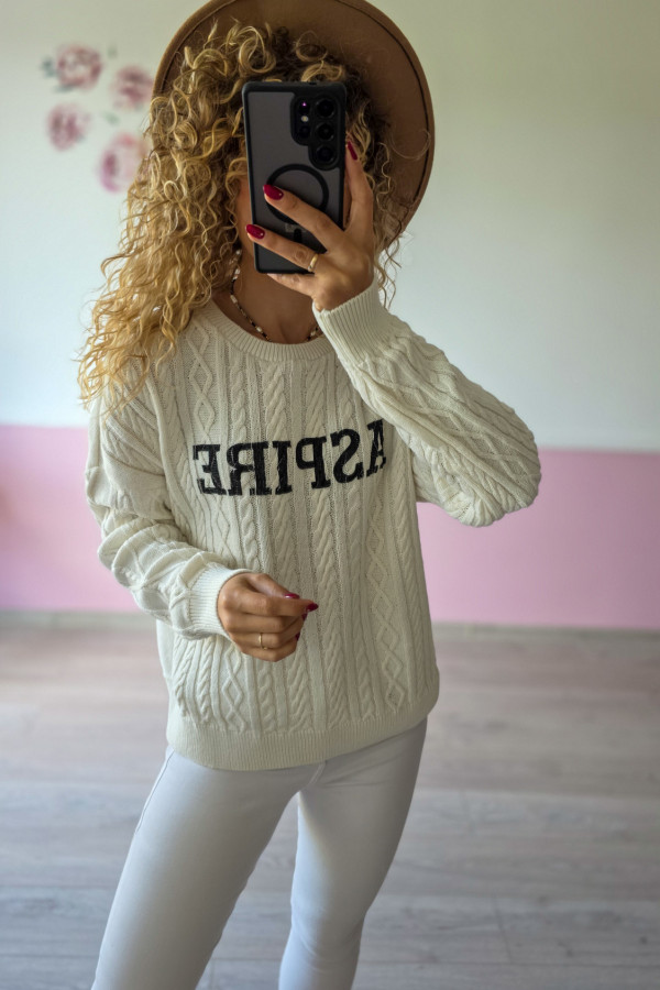 Sweter „Aspire” z warkoczowym splotem