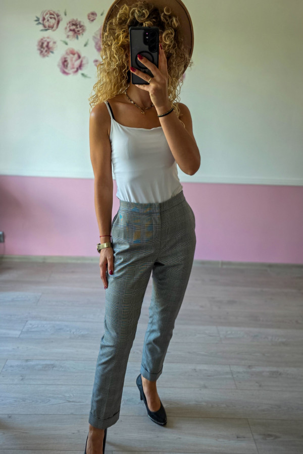 Szare spodnie w kratkę Ralph Lauren
