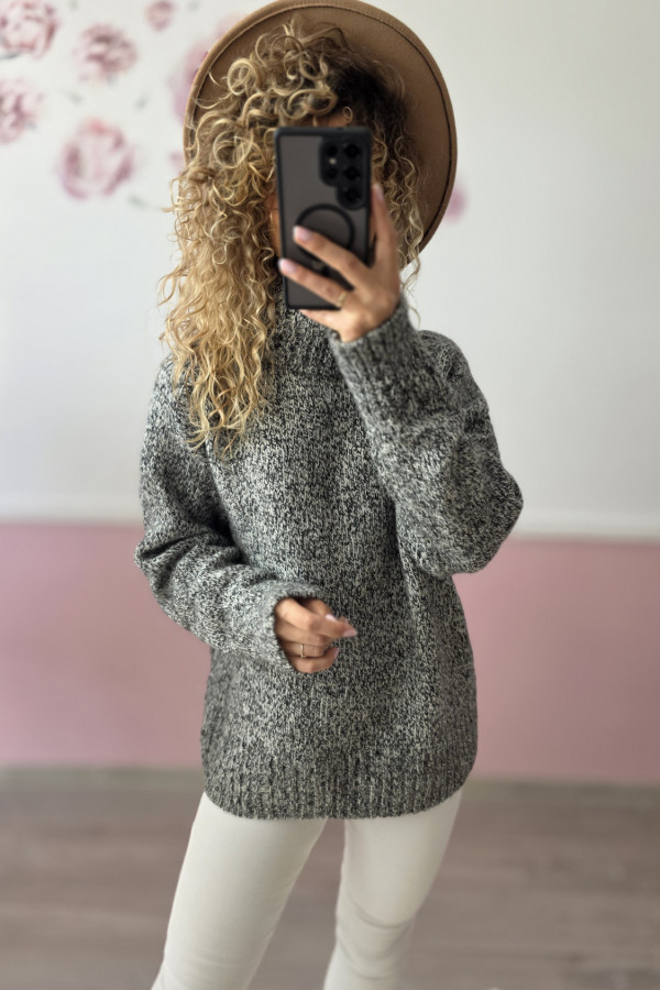 Szaro-czarny melanżowy golf L/XL
