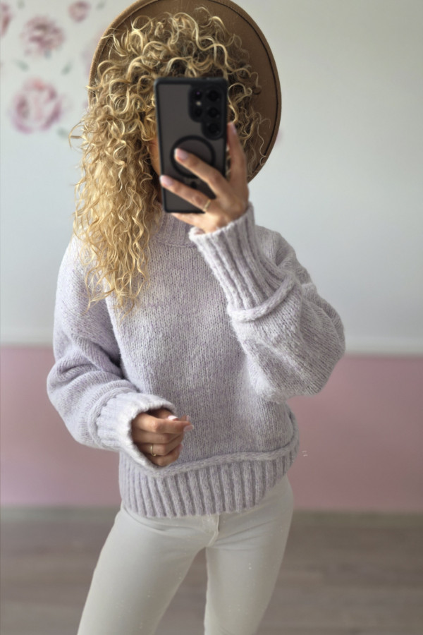 Liliowy puszysty sweter XL/XXL 1