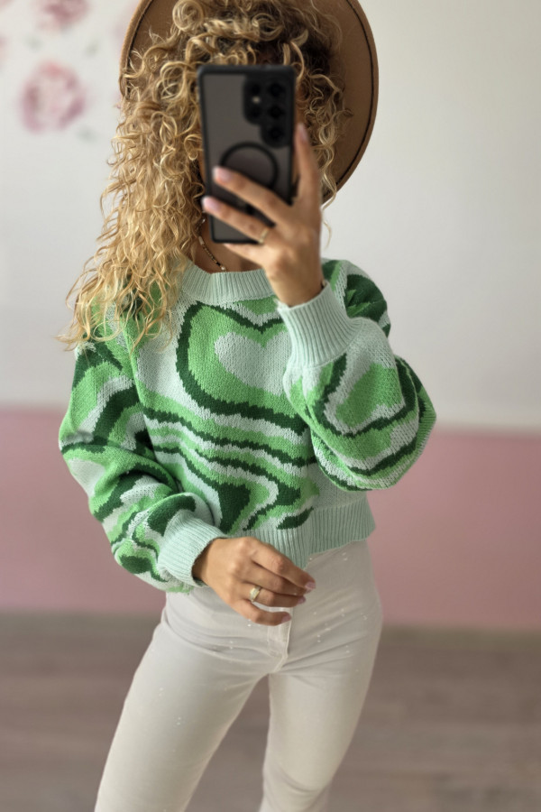 Sweter we wzory zielone 1