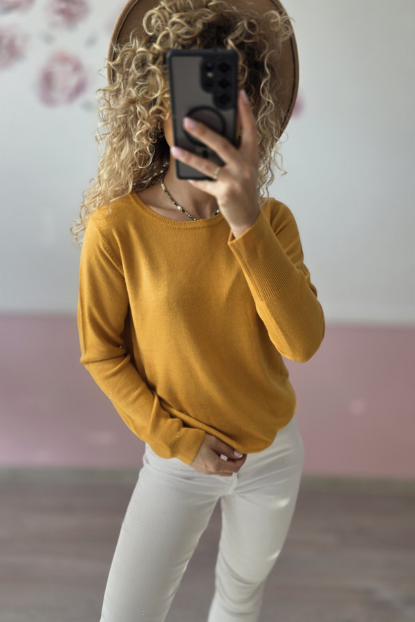 Musztardowy sweter damski basic M/L
