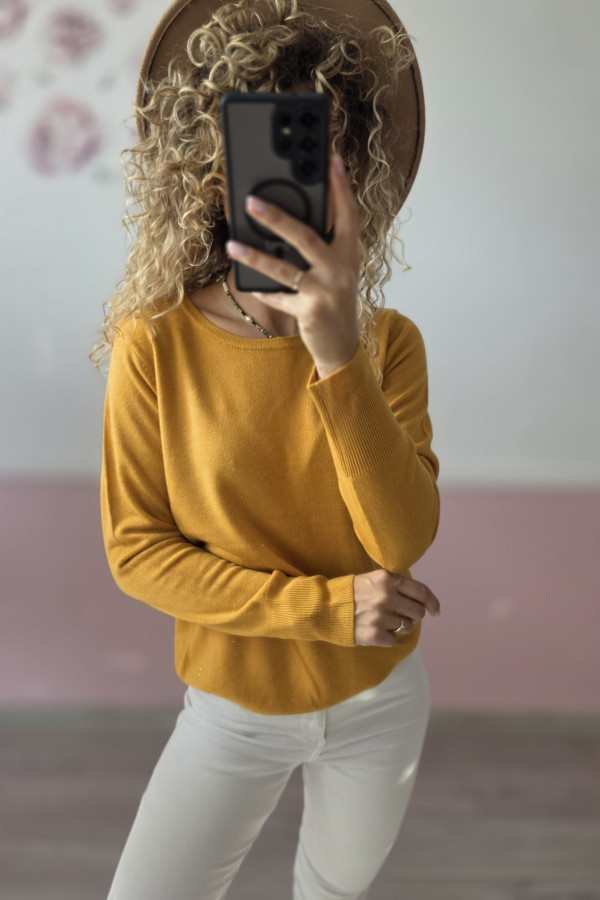 Musztardowy sweter damski basic M/L 1