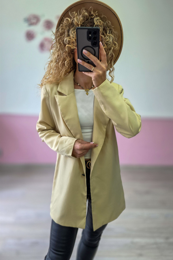 Beżowy żakiet damski – elegancja w minimalistycznym stylu XS/S 3