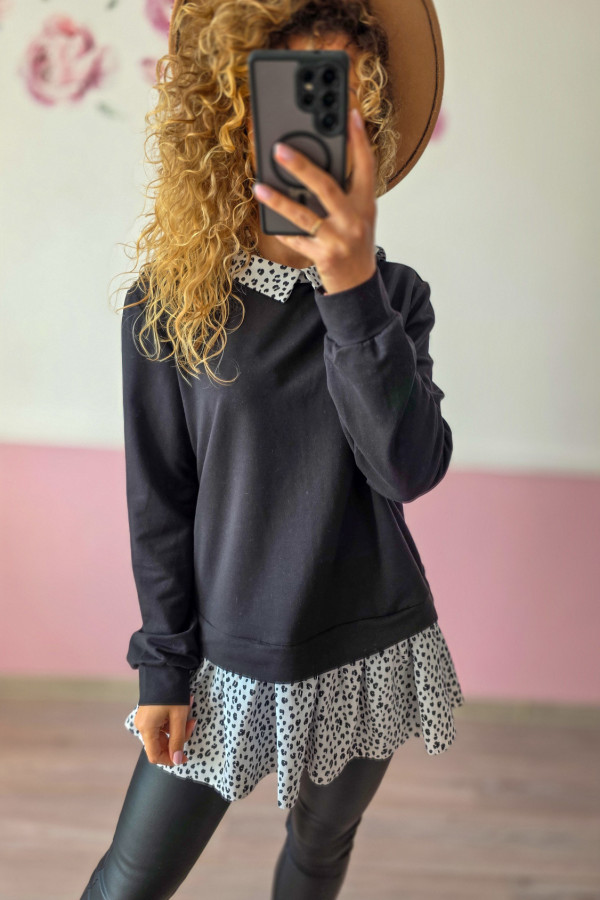 Bluza z kołnierzykiem i falbanką