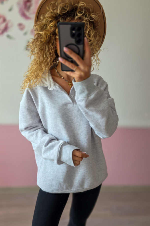 Bluza damska szara z kołnierzykiem