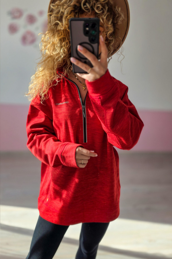 Bluza damska czerwona z zamkiem