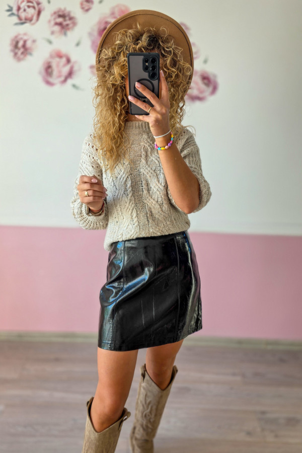 Spódnica mini czarna lakierowana