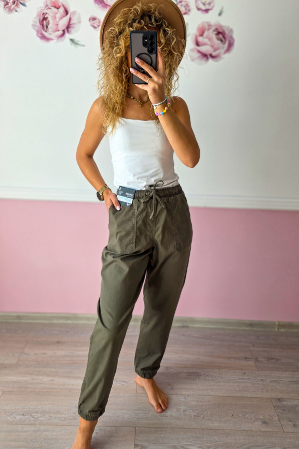 Spodnie khaki z wiązaniem w pasie M/L