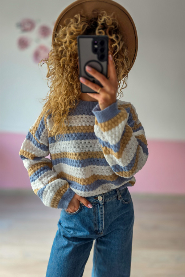Sweter w pastelowe paski S-XL 2